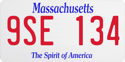 MA license plate 9SE134