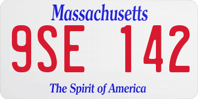 MA license plate 9SE142