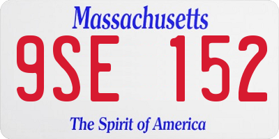 MA license plate 9SE152