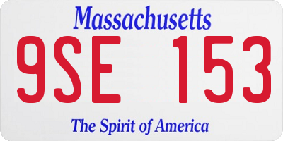 MA license plate 9SE153