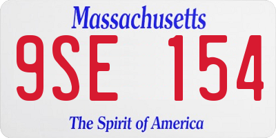 MA license plate 9SE154