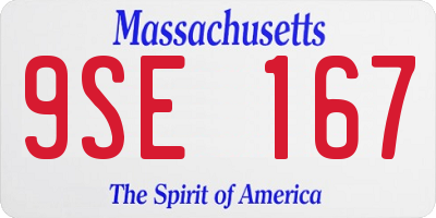 MA license plate 9SE167