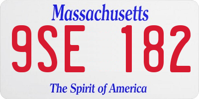 MA license plate 9SE182