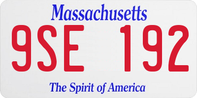 MA license plate 9SE192