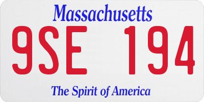 MA license plate 9SE194