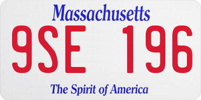 MA license plate 9SE196