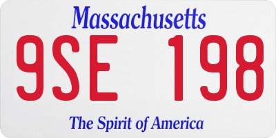 MA license plate 9SE198