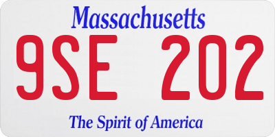 MA license plate 9SE202