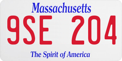 MA license plate 9SE204