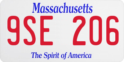 MA license plate 9SE206