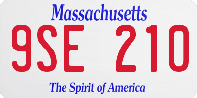 MA license plate 9SE210
