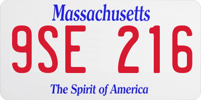 MA license plate 9SE216