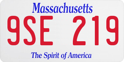 MA license plate 9SE219