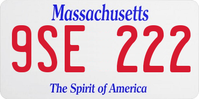 MA license plate 9SE222
