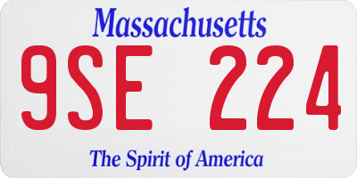 MA license plate 9SE224