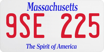 MA license plate 9SE225
