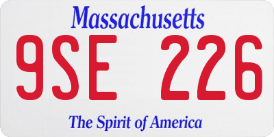 MA license plate 9SE226