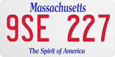 MA license plate 9SE227