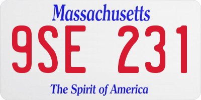 MA license plate 9SE231