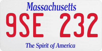 MA license plate 9SE232