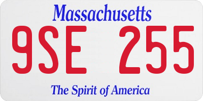 MA license plate 9SE255