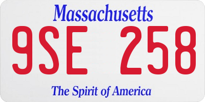 MA license plate 9SE258