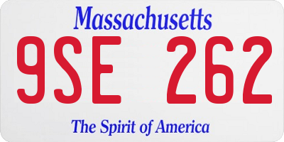 MA license plate 9SE262