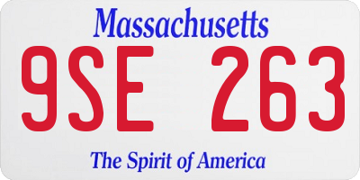 MA license plate 9SE263