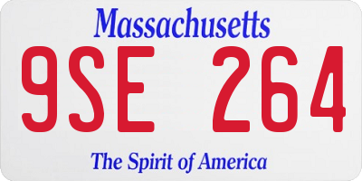 MA license plate 9SE264