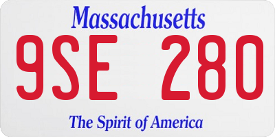 MA license plate 9SE280