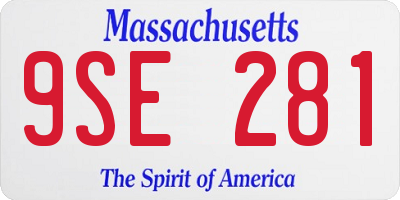 MA license plate 9SE281