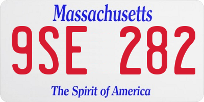 MA license plate 9SE282