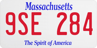 MA license plate 9SE284