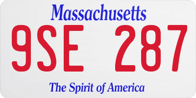 MA license plate 9SE287