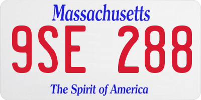 MA license plate 9SE288