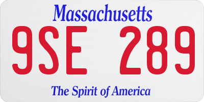 MA license plate 9SE289