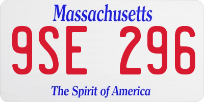 MA license plate 9SE296