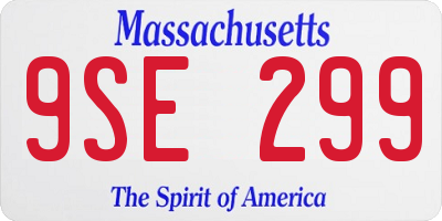MA license plate 9SE299