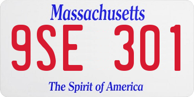 MA license plate 9SE301