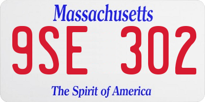MA license plate 9SE302