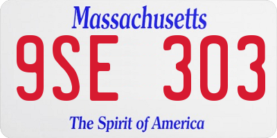 MA license plate 9SE303