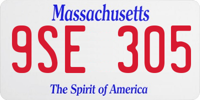 MA license plate 9SE305
