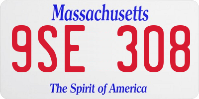 MA license plate 9SE308