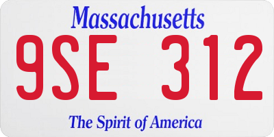 MA license plate 9SE312