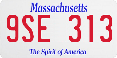 MA license plate 9SE313