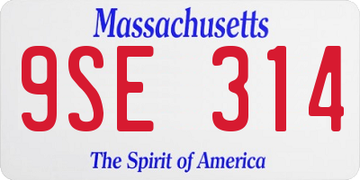 MA license plate 9SE314