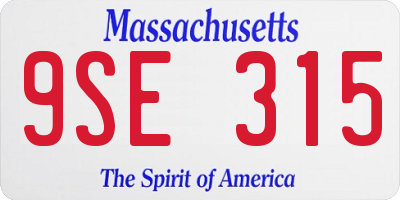 MA license plate 9SE315