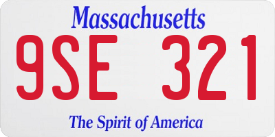 MA license plate 9SE321