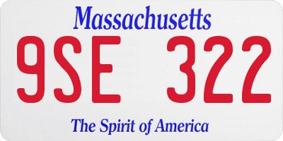 MA license plate 9SE322