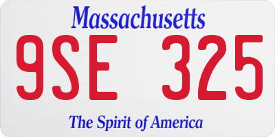 MA license plate 9SE325